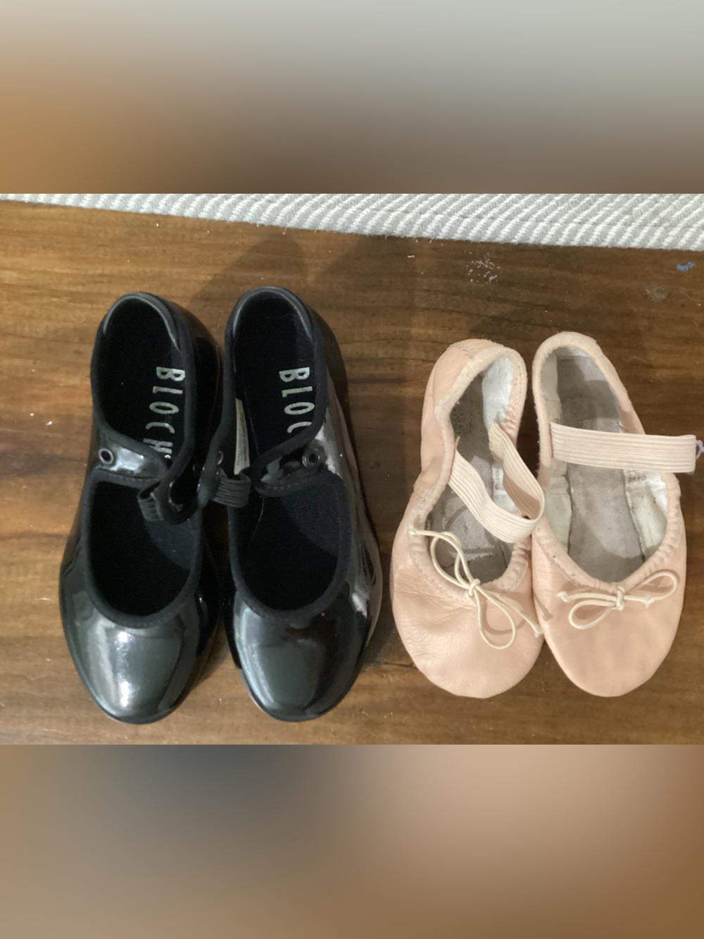 Bloch Black Patent Tap Shoes with Pink Ballet Slippers Set